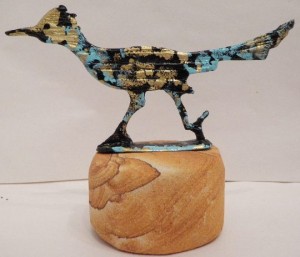 Road Runner pewter with a sand stone base